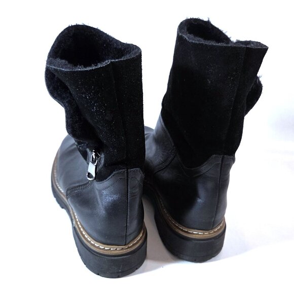 Fabianelli Women's Black Leather & Suede Shearling-Lined Boots Size 39 - Picture 4 of 6